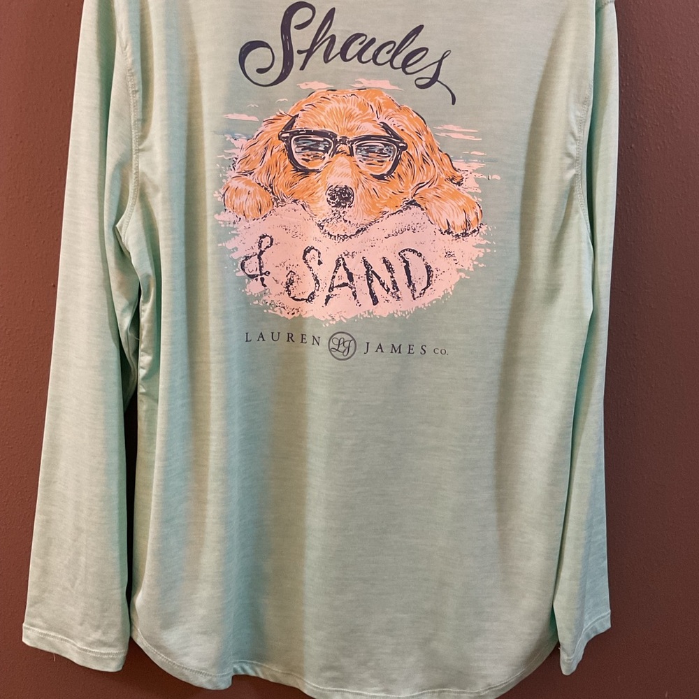 Women’s shirt blouse top long sleeve beach coastal vacation mint green yoga
